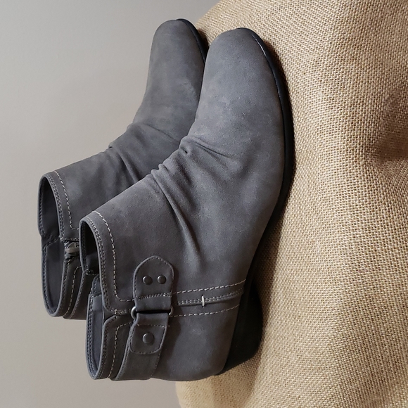 Axxiom Shoes - Axiom Chloe Grey Suede Zip Booties